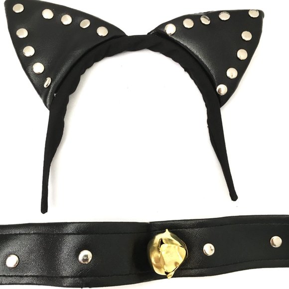 Sexy Cat Ears & Collar Faux Leather Set Discontinued NWT NOS - Picture 3 of 7